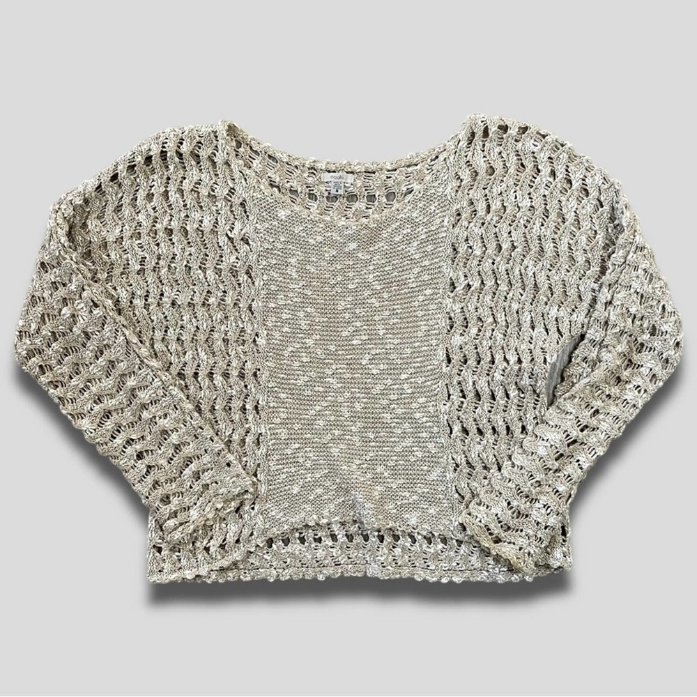 URBAN OUTFITTERS ECOTE BOHO HIGH LOW CROPPED OVERSIZED OPEN WEAVE SWEATER - S - Picture 3 of 7